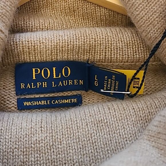 Polo Ralph Lauren Cashmere Turtleneck Sweater Camel Tan Size L Black Label - Picture 11 of 12